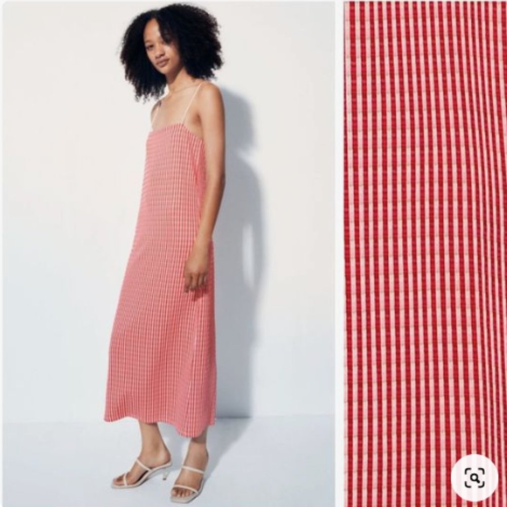 ZARA WOMEN DRESS JACQUARD MIDI DRESS SIZE SMALL